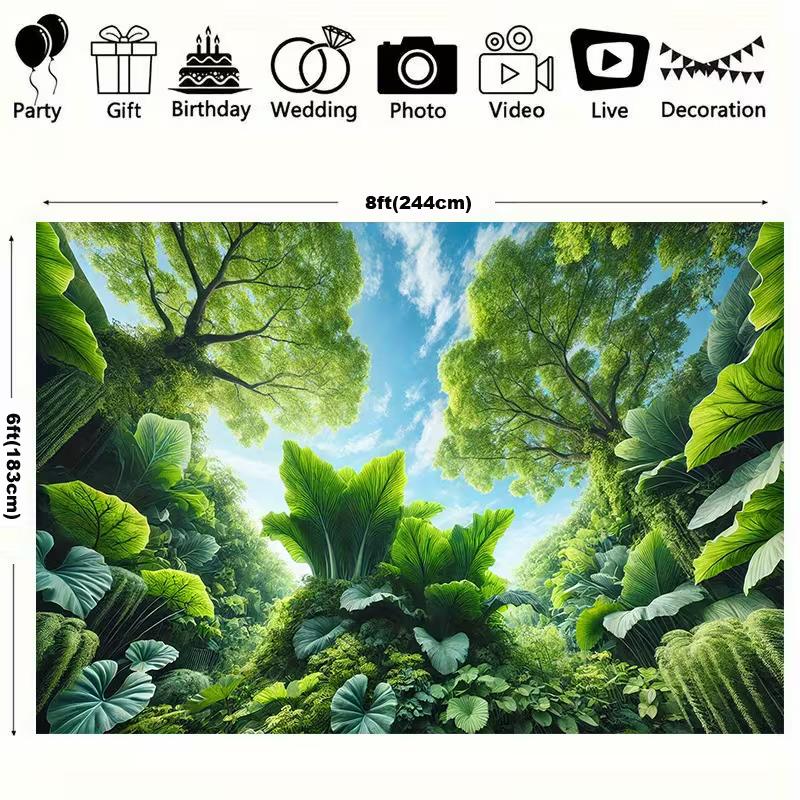 2D Giant Leaves Jungle Backdrop Photography Background Banner