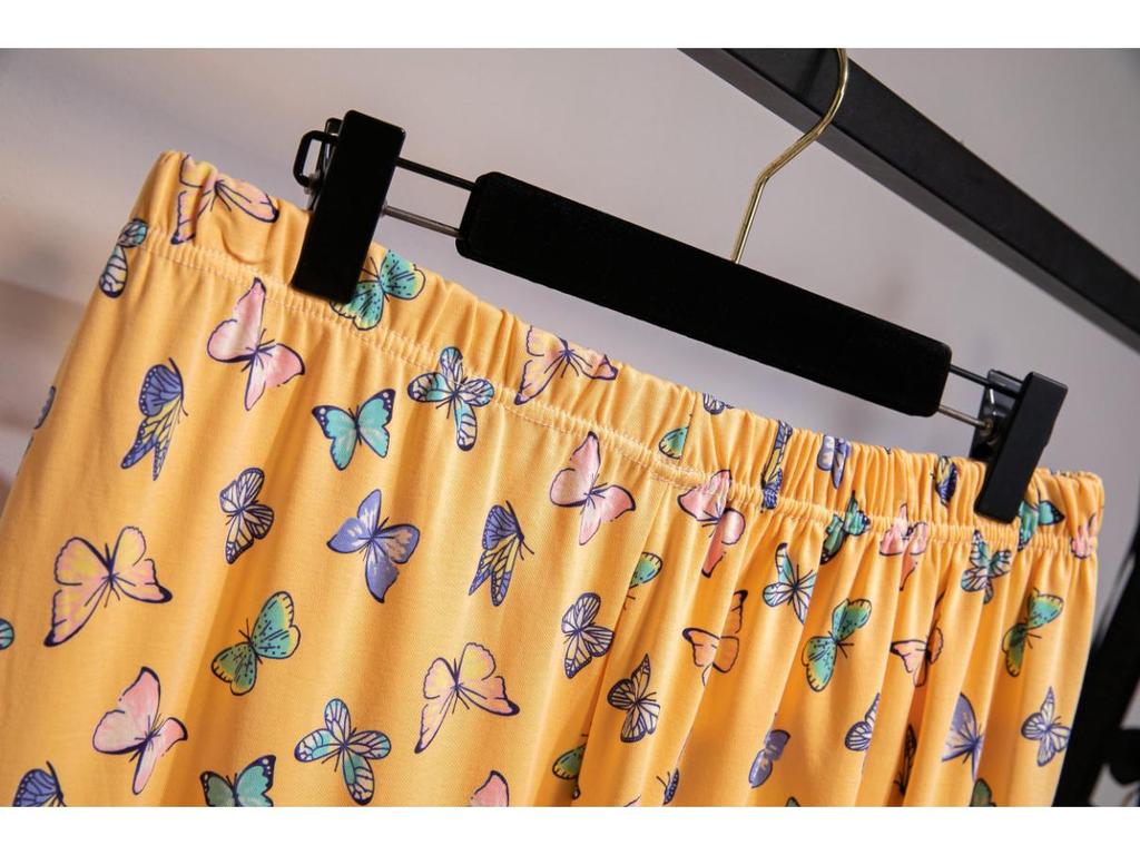 Милый женский пижамный комплект большого размера 2025 - Топ с длинным рукавом и брюки из чистого хлопка