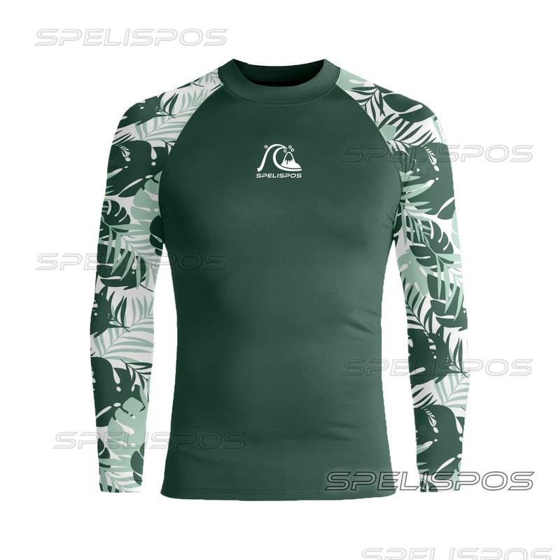 Mens UPF 50 Long Sleeve Rash Guard Surfing Diving Swimming Sun Protection Quick Dry Wetsuit Top