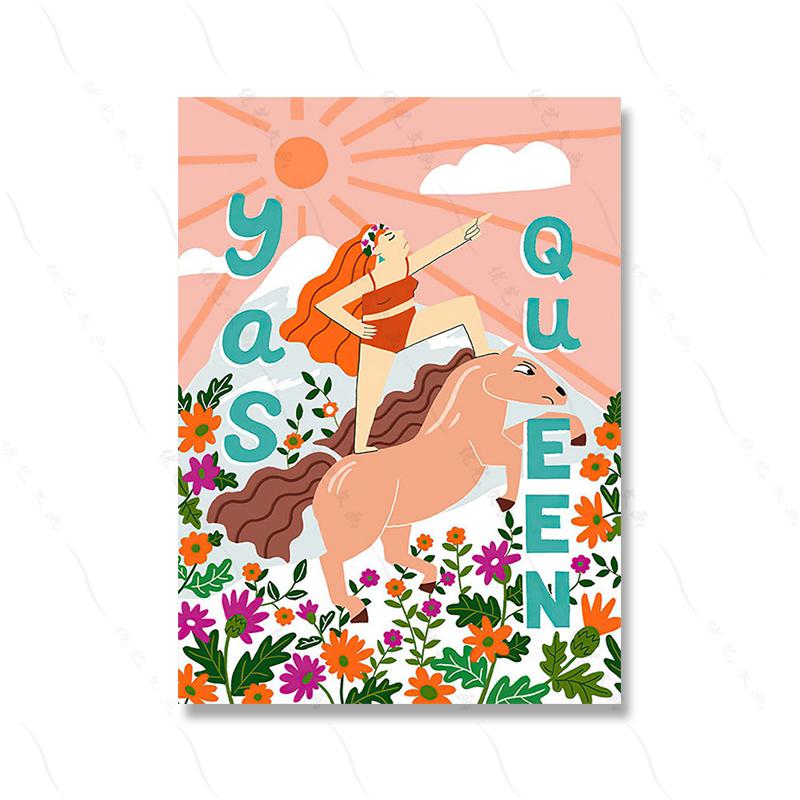 Pop Abstract Funny Tiger Girl Boho Hippie Wall Art Canvas Painting Nordic Posters And Prints Wall Pictures Kid Living Room Decor