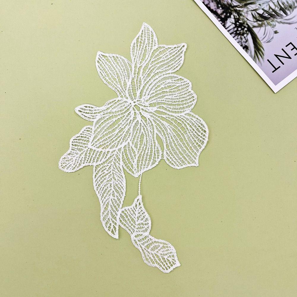 Белая тканевая нашивка Ручная работа Тканевая аппликация Свадебное платье Цветочная кружевная аппликация Шитье