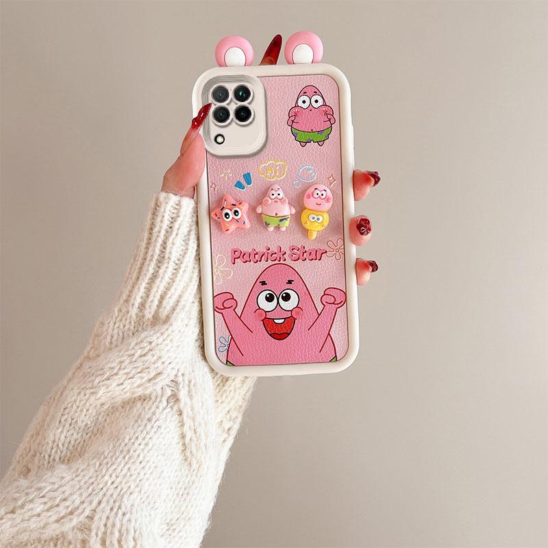 KEYSION Чехол с милым 3D-мультяшным ушком для Samsung A12 с браслетом, мягкий силиконовый противоударный чехол для задней панели телефона Galaxy M12