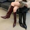 Fashion Bailamos 2024 Winter New Brand Women Knight's Boots Fashion Pointed Toe Slip On Knee-high Boots Thin Low Heel Long Boots Shoes