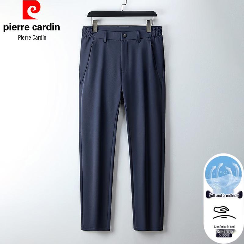 Pierre Cardin Мужские летние прямые повседневные деловые брюки из ледяного шелка