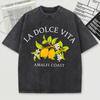 Dolce Vita Lemon Fruit Amalfi Coast Print Wash Men T-Shirt Summer Casual Trendy Tee Sport Cotton Top Loose Unisex Short Sleeve