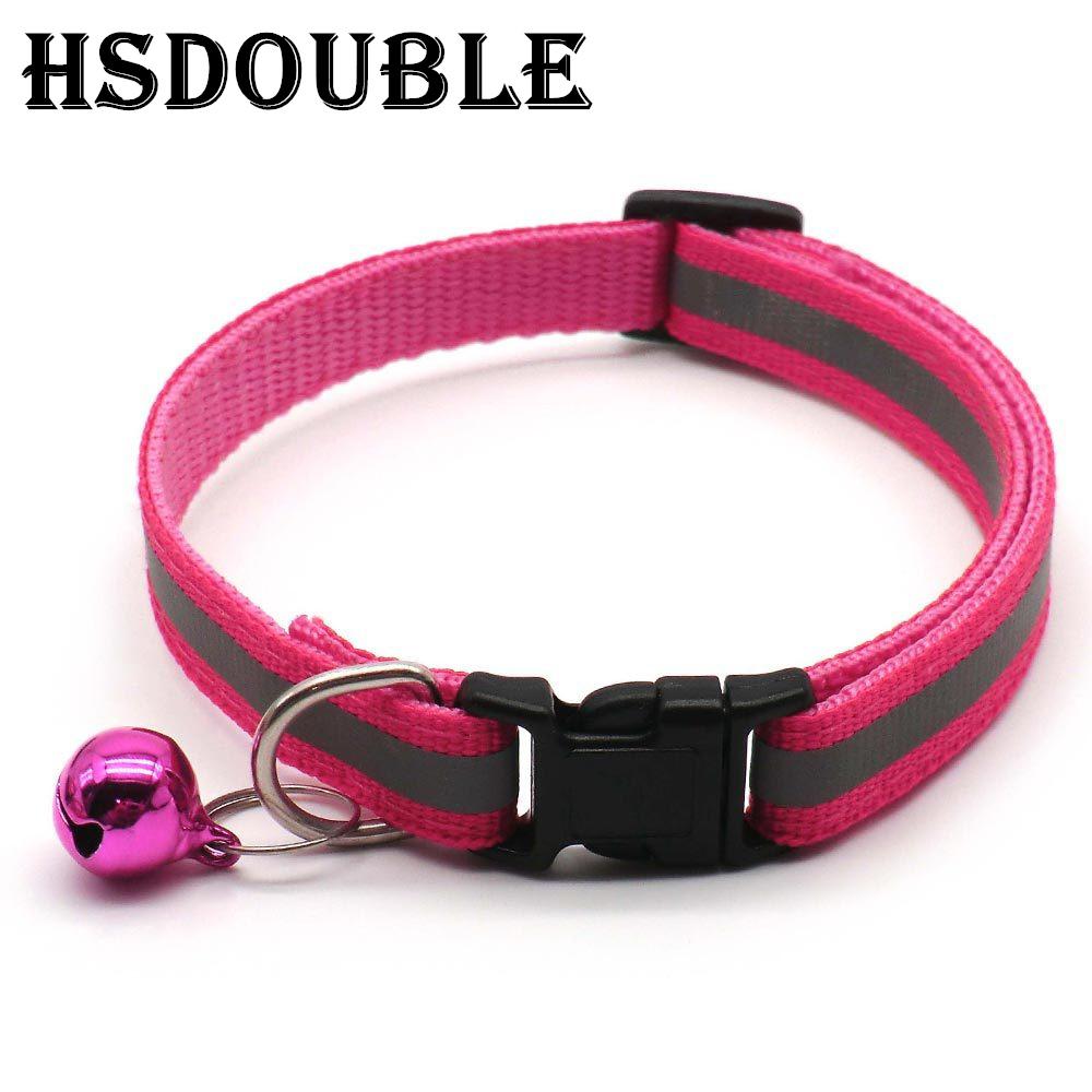 2Pcs/Pack 12 Colors Reflective Adjustable Cats And Small Dogs Collars With Bells Pet Supplies 1