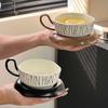 Light Luxury Simple Ceramic Coffee Cup Creative Design Sense Letter Coffee Cup Saucer Comfortable Grip Couple Water Cup