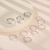 11pcs Simple Gold Silver Hollow Round Oval Leaf Twist Wave Ring Set