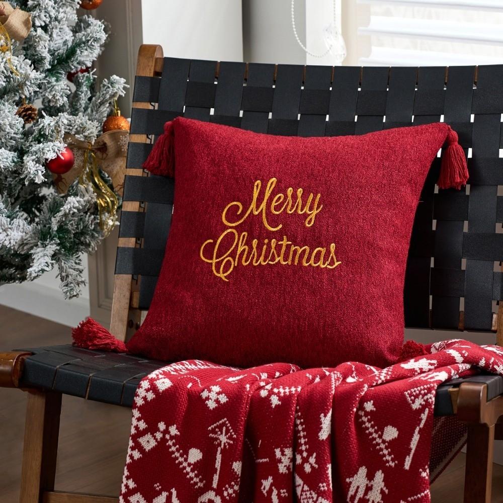 Merry Christmas Christmas Pillow Cover Snowflake Sofa Cushion Cover Christmas