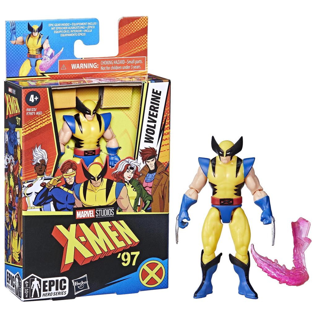 Hasbro Marvel Люди Икс '97 Серия Эпических Героев Росомаха 4 дюйма (10см) Фигурка действия, 4 дюйма (10см) размер, Игрушка-супергерой, Фигурка персонажа Людей Икс, Возраст 4+,