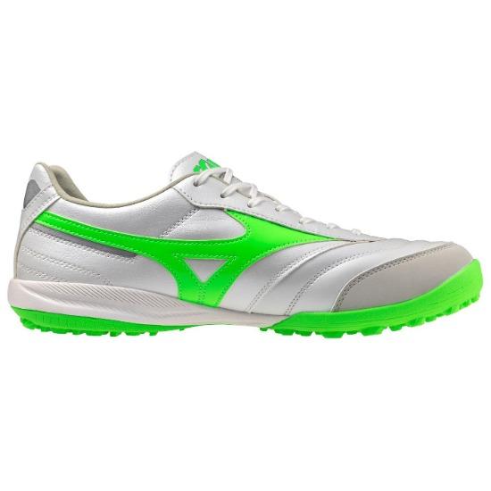 Mizuno Морелия Сала Про Комфортабельный TF (Резиновые шипы) Прочные нескользящие футбольные бутсы унисекс, серебристо-зеленые, Q1GB2513