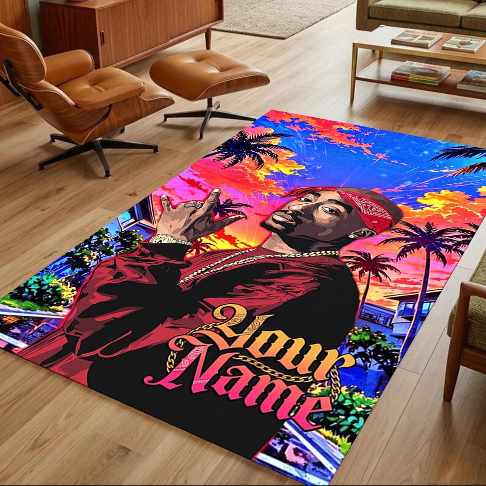 2pac Customize Your Name Carpet Suitable for Decorate room Study room Game Room Playrooms Antislip Carpet Decorate Offices