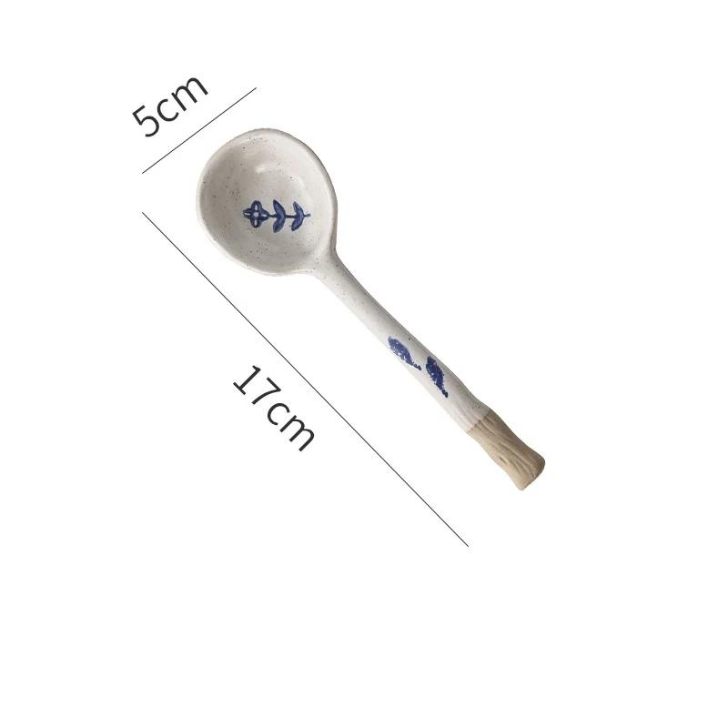 Керамическая маленькая суповая ложка в японском стиле, керамическая ложка, ложка с длинной ручкой, милая креативная ложка для риса для дома, кухонная посуда