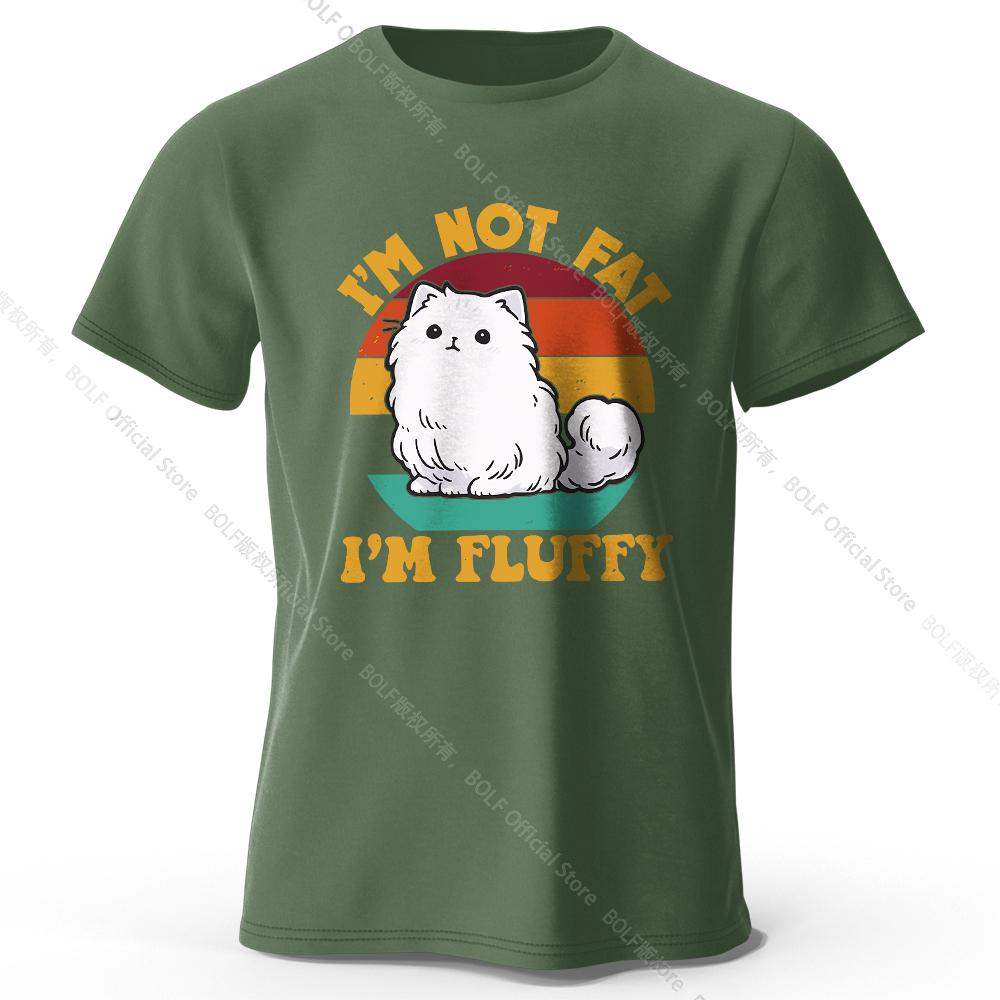 Мужская футболка с принтом «I Am Not Fat I Am Fluffy» из 100% хлопка, свободные футболки с юмористическим принтом для женщин, летние топы, уличная одежда Kawaii