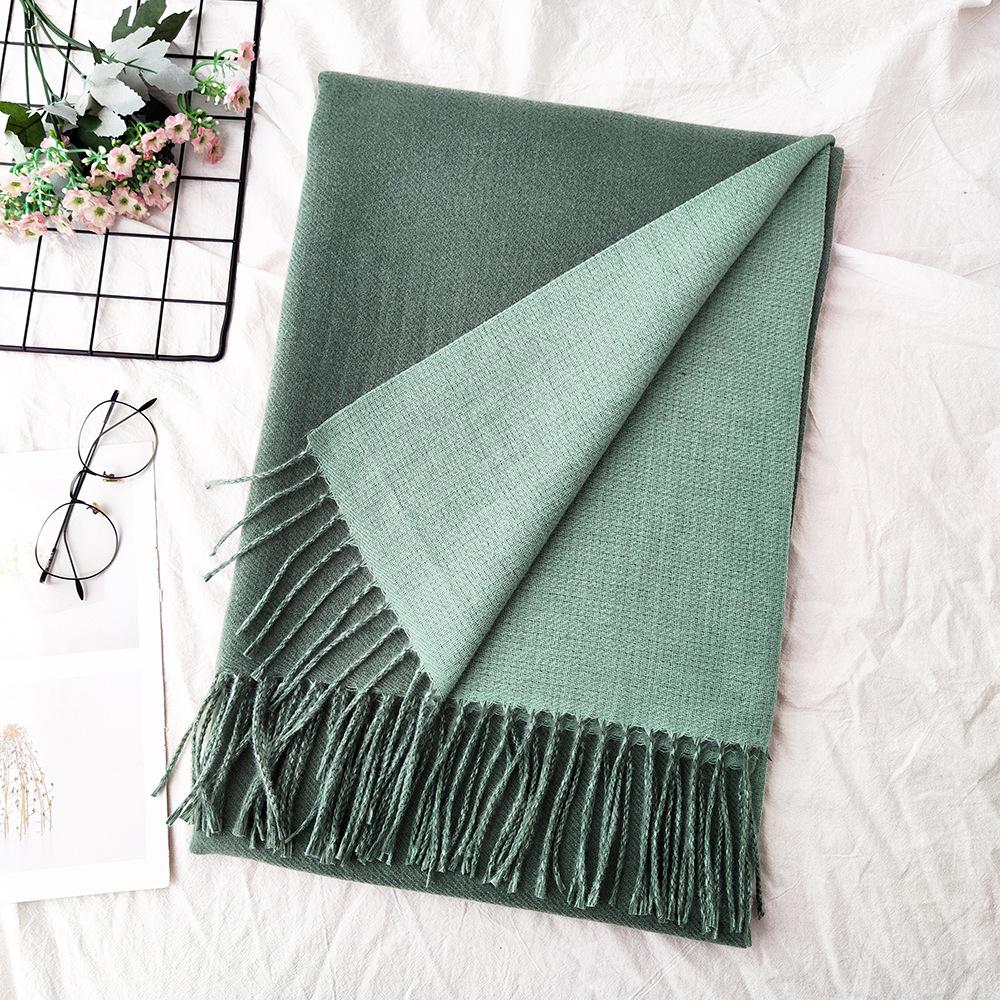Thickened Solid Color Double Sided Imitation Cashmere Scarf Autumn and Winter Atmosphere Women's High End Versatile Men's Scarf Warm Shawl