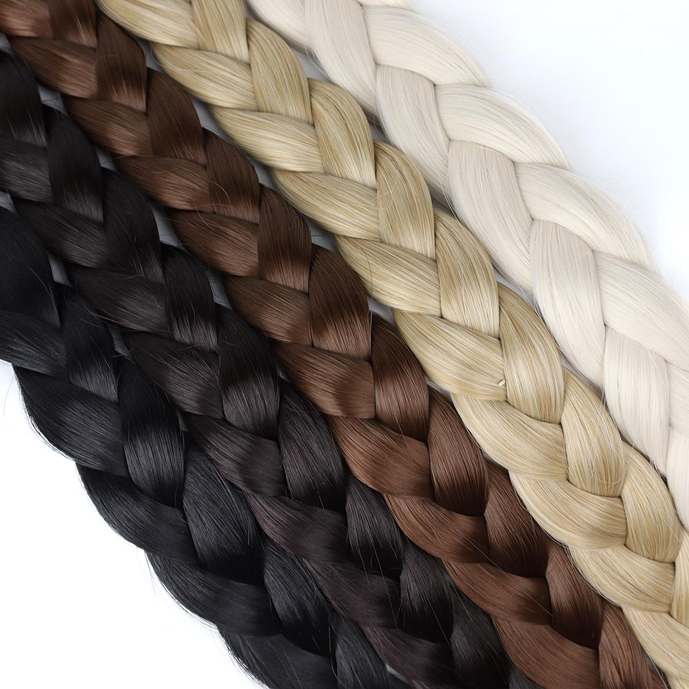 MERISIHAIR Synthetic Braided Ponytail Hair Extensions Natural Blond Hairpiece Long Wrap Around Pony Tail with Rubber Band