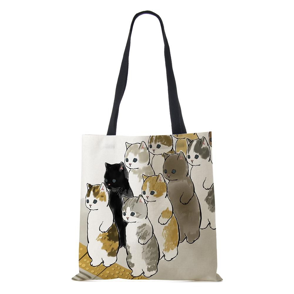 Сумка на плечо с рисунком собаки, винтажная женская многоразовая холщовая сумка-тоут в стиле Харадзюку, Повседневная складная сумка для покупок, 2022 г.