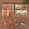 12Pcs New Decorations Box Wooden Painted Hanging Ornaments Tree Decoration Pendants 2025 New Year Small Gifts Christmas Products
