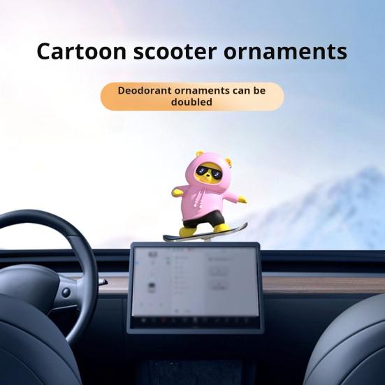 Скейтбординг Медведь Автомобиль Орнамент Мультяшная Форма Яркие выражения Забавный Конькобежец Медведь Украшение Приборной Панели Автомобиля