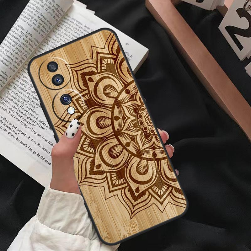 Деревянный чехол с цветочной мандалой для Honor 90 Lite Magic 5 Pro 70 50 10 Honor X8 X7 X9 X9a X8a X7a X6a 9X 8X Задняя крышка
