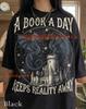 A Book A Day Keeps Reality Away Dragons Comfort Colors® Tshirt, Castle Fantasy Book Lover Celestial Magic Reader Stars Vintage Tee