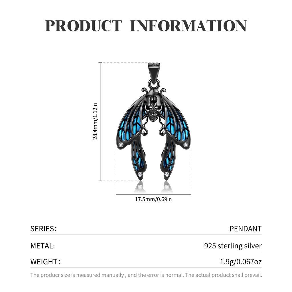 Moon Phase Skull Smiley Pendant Necklaces Jewelry Authentic 925 Sterling Silver for Fashion Women Necklace Jewelry Accessory Moths Skeleton Pendant