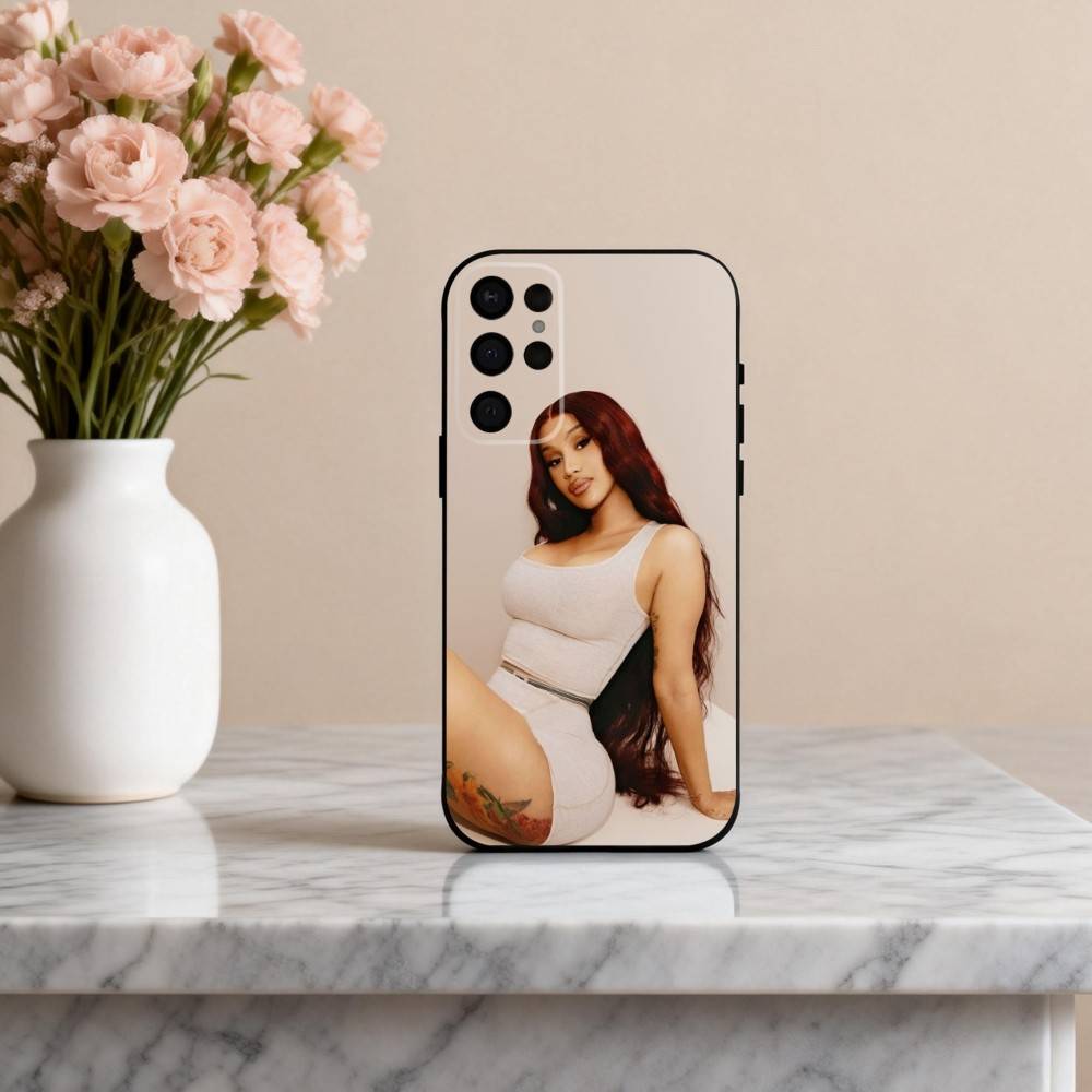 Уверенный C-Карди Би Певица Чехол для Телефона Для Samsung S25,24,23,22,30,21,10,9,Ultra,Plus,Lite,FE,4,5 G Мягкий Черный Чехол