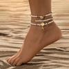 Комплект браслетов на щиколотку в стиле бохо-праздник с подвеской в виде морской звезды и гребешка и эластичными бусинами из риса