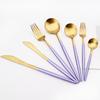 1pcs Purple Gold 304 Cutlery Set Stainless Steel Dinnerware Dinner Knife Fork Teaspoon Party Wedding Kitchen Food Tableware Set