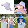 Детская летняя уличная шляпа от солнца с широкими полями и защитой шеи для девочек и мальчиков