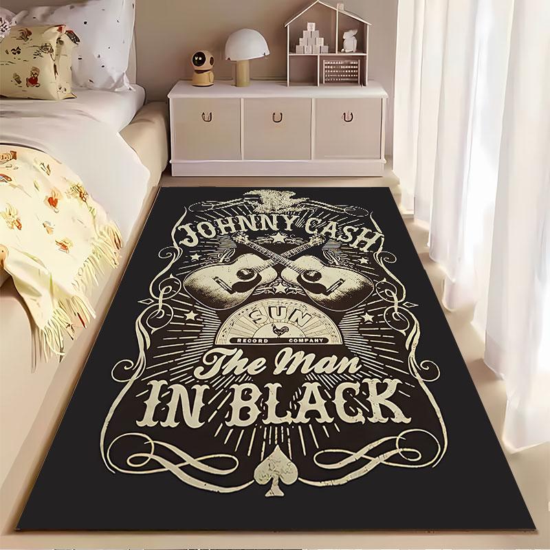 Johnny Cash Retro Music Carpet suitable as a non-slip mat for the living room or bedroom sofa