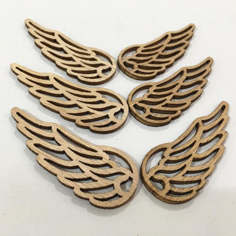 40pcs Angel Wings Log Color Wood Chips Non-porous Patch Children's Puzzle Materials