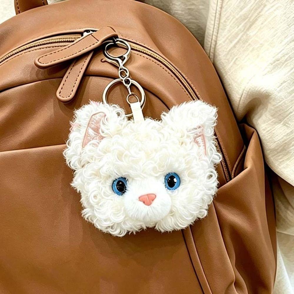 Curly Fur Kitten Key Ring Mini Plush Bag Pendant Stuffed Animal Charm Cat Key Chain Birthday