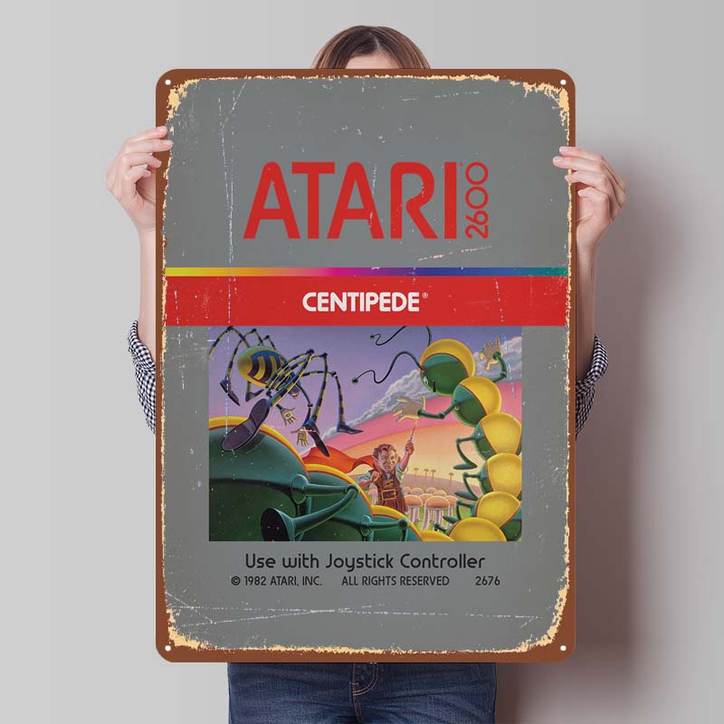 A-Atari Posters Classic Game Metal Signs Wall Decor Custom Tinplate Plaques for Gamers Gaming Room Decoration Art Mural Man Cave