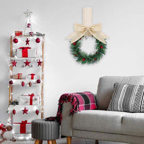 Мини рождественские венки для шкафов венки с лентами банты ягоды искусственные сосновые иголки венки для входной двери окна кухонные шкафы декор