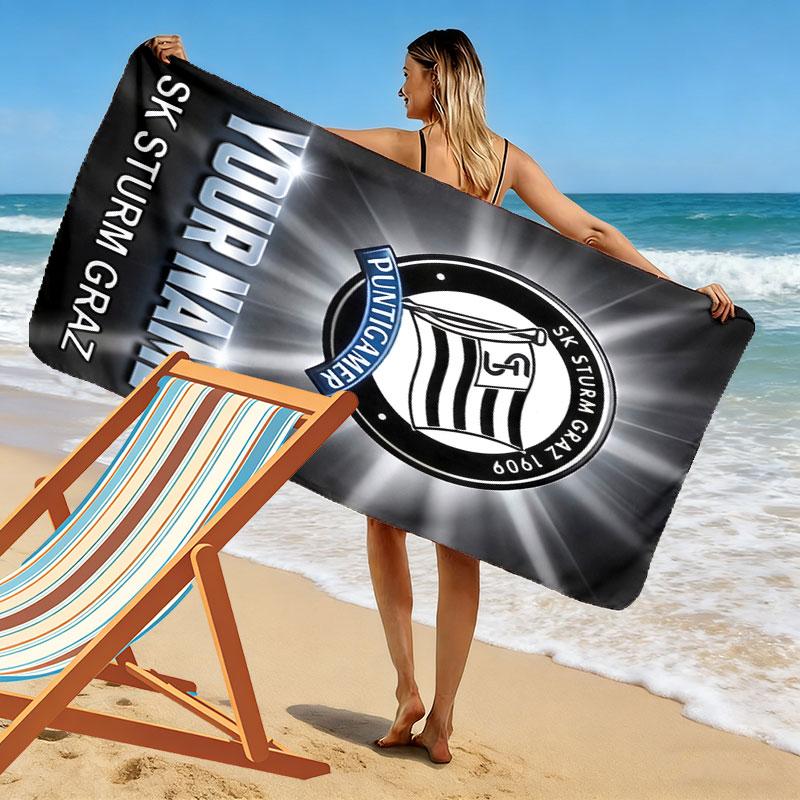 Пляжное полотенце Sk Sturm Graz, Большое, Мягкое, Быстросохнущее, для Пляжа, Кемпинга, Плавания