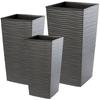 Набор 3x Горшок Кашпо Вставка Садовый Подставка для цветов Высокий Графитовый 57см