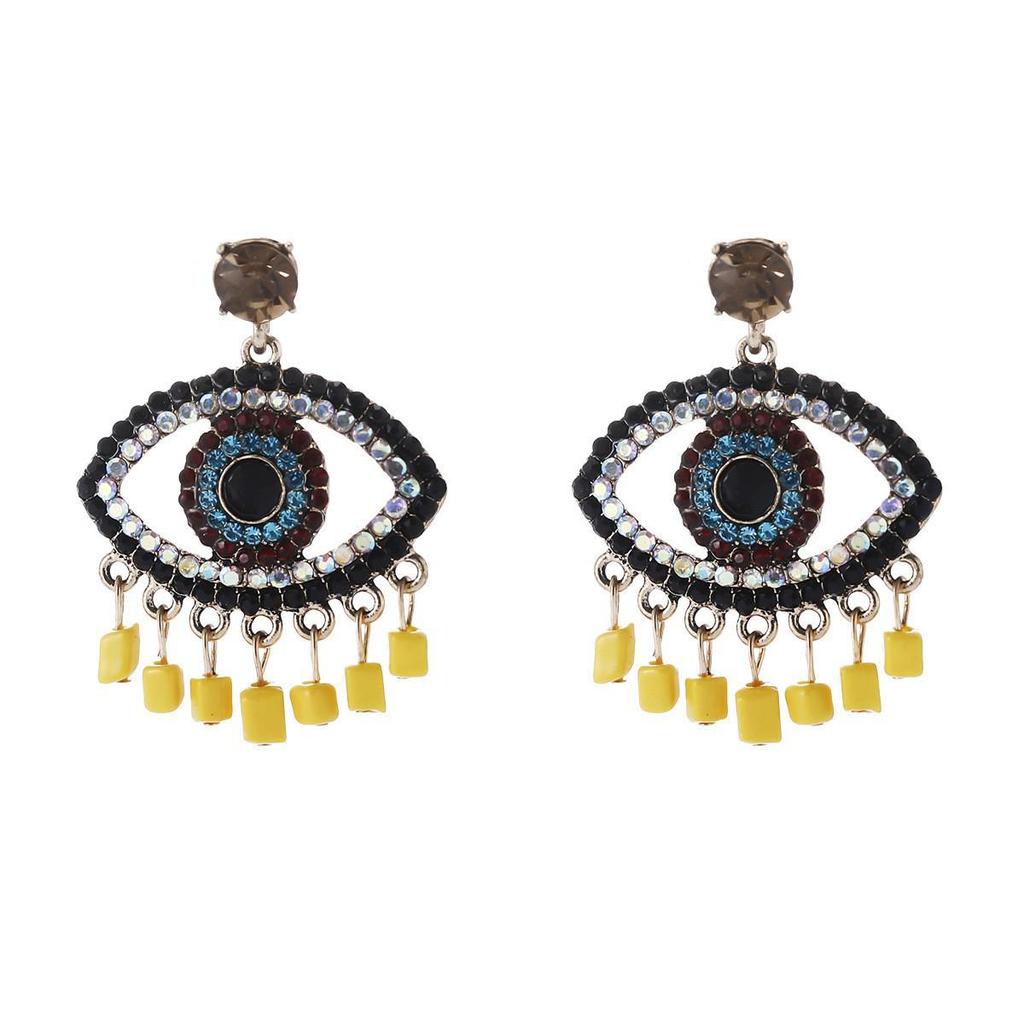 Devil's Eye Drip Oil Alloy Earrings: Trendsetting European & American Street Style