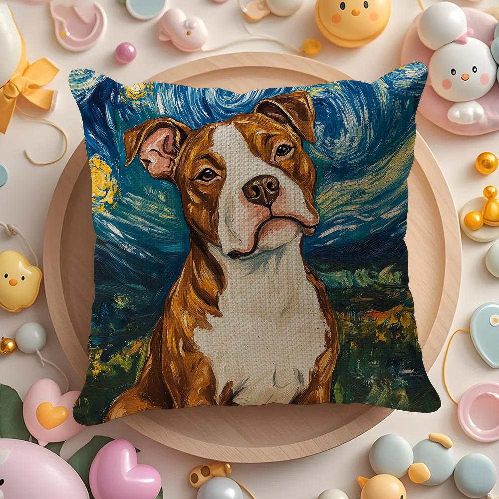 Creative Cute Starry Sky Puppy Pillow Case Pattern Printed Pillowcase for Living Room Sofa Cushion Cover Bedroom Decor