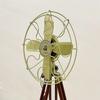 Antique Floor Fan Vintage Royal Navy Fan With Two Fold Brown Wooden Tripod Stand for Home, Office Decoration
