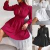 Women's Pleated Skirt Sexy Hollow Waisted Big Swing Dress Solid Colour Casual Midi Dresses