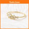 Stunning 18k Gold Plated Floral Ring Featuring Sparkling Diamonds In Multiple Sizes
