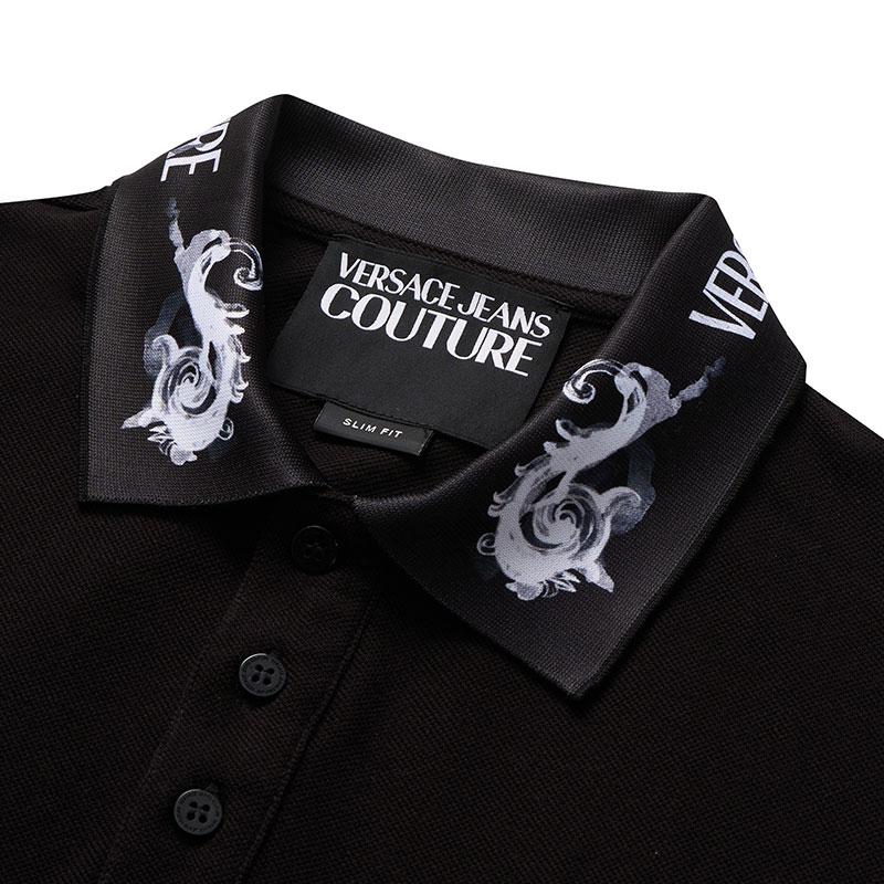 VERSACE JEANS COUTURE Barocco-Trim Short-Sleeved Polo Shirt 76GAGT00-CJ01T-899