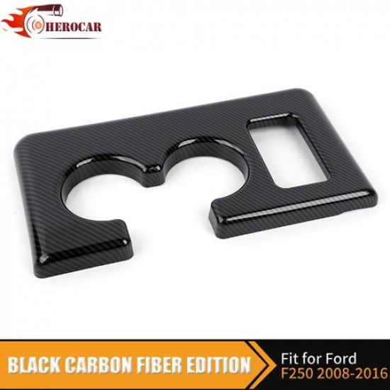 Carbon Fiber Front Cup Holder Trim Cover For Frod F250/F350/F450/F550 2008-2016