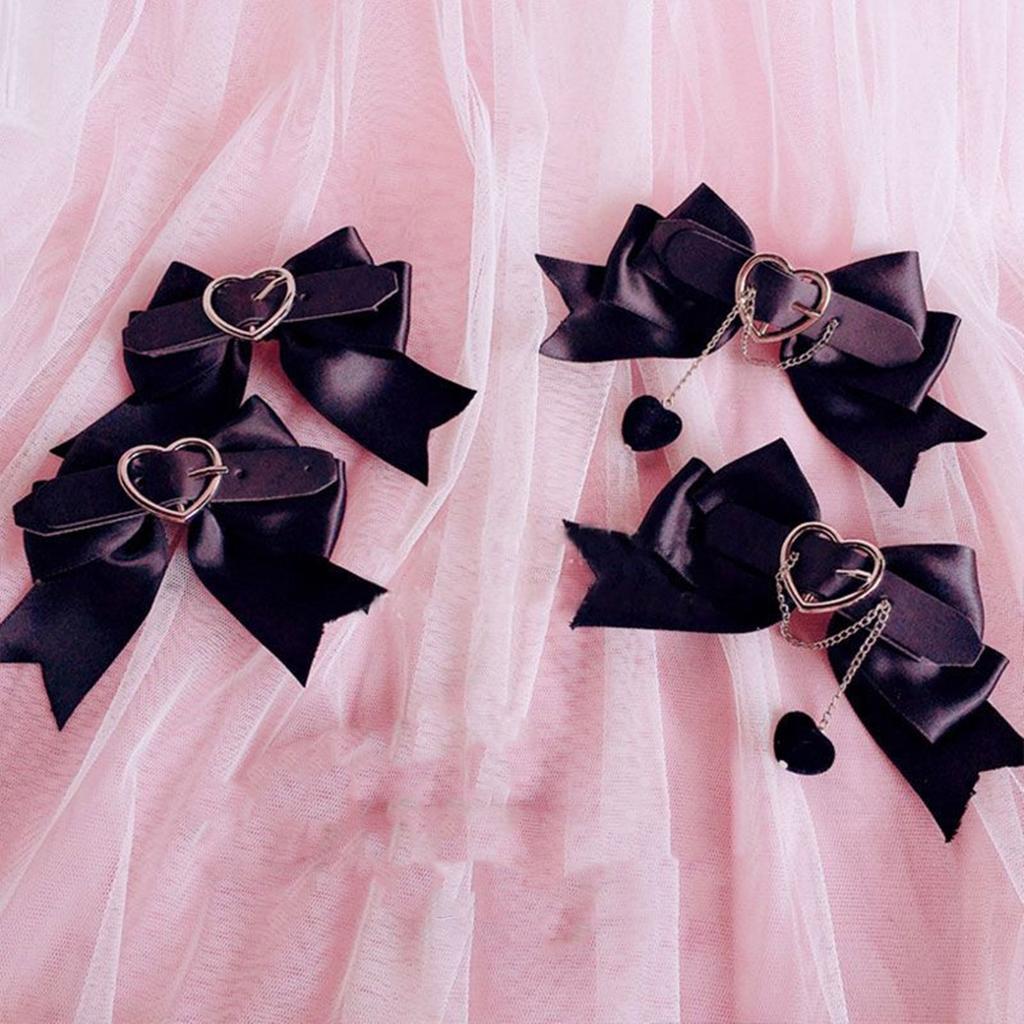1 пара заколок для волос в форме сердца и бантика, заколка для волос с цепочкой-бантиком Харадзюку для челки, волос, конского хвоста, заколки для подростков