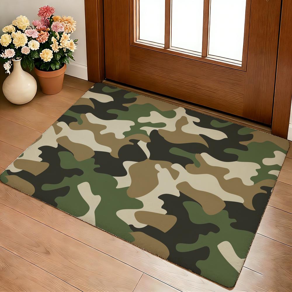 Camouflage Pattern Camo Floor Mat Cozy Flannel Soft Thick Non-Slip Mat For Living Room Bedroom Kitchen Decor Rugs