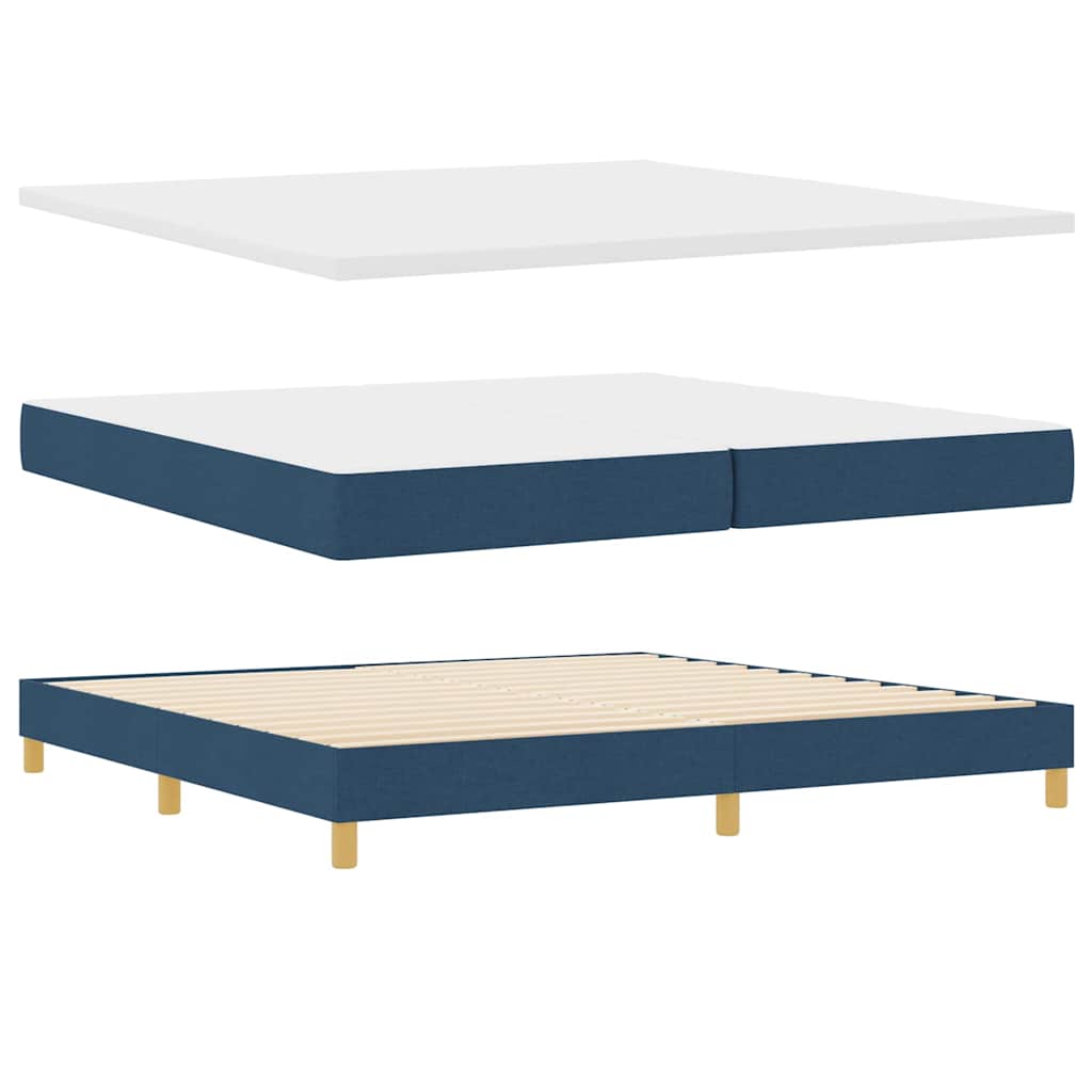 Box Spring Bed with Mattress and Headboard Blue 200 x 200 cm Fabric