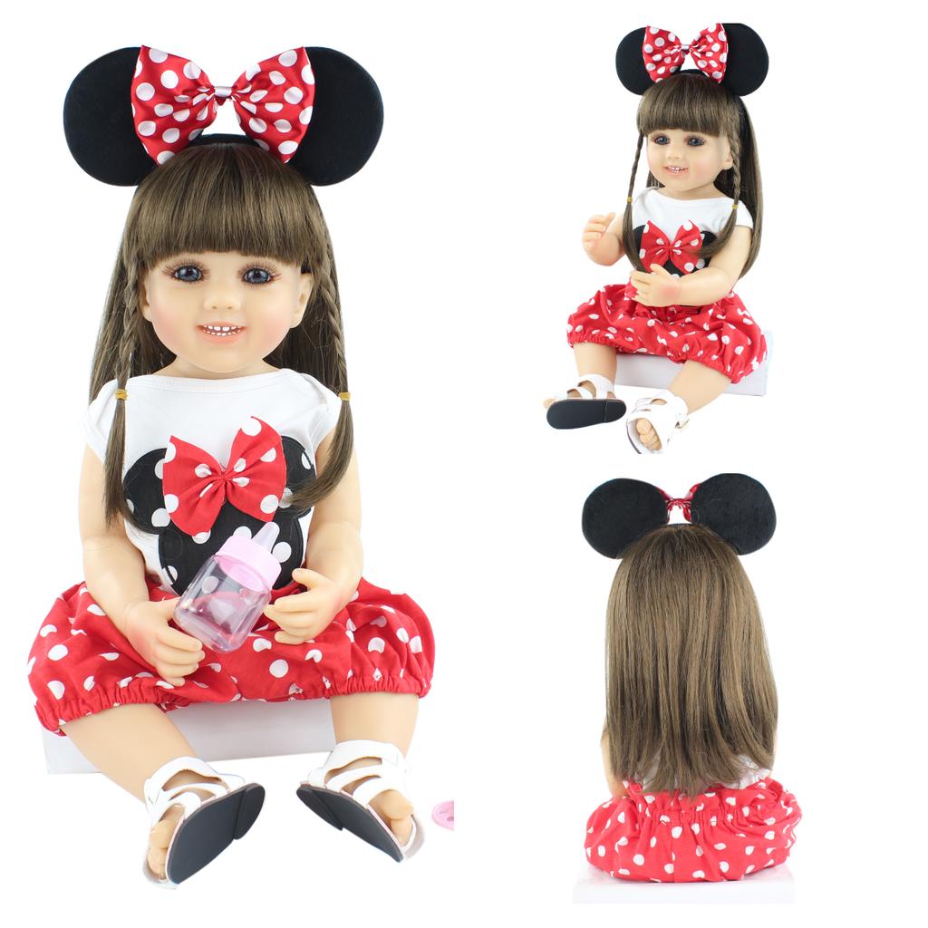 55 см полностью силиконовая кукла реборн для девочек, как настоящие длинные волосы, платье принцессы для малышей Bebe, Boneca, подарок на день рождения