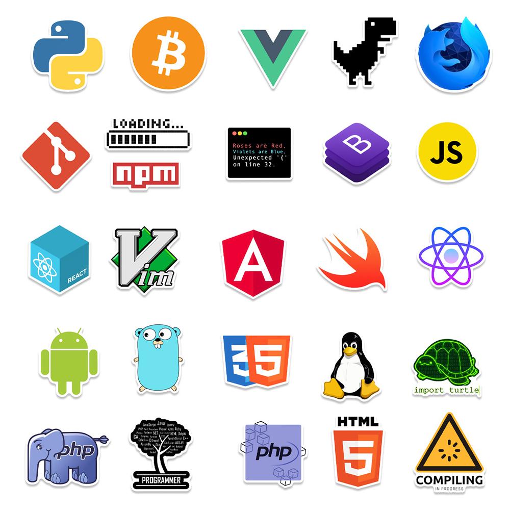 10/30/50 шт. Наклейки для программистов, интернет, мультяшные, гик, Java, HTML, язык программирования, наклейки для ноутбука, телефона, багажа, гитары