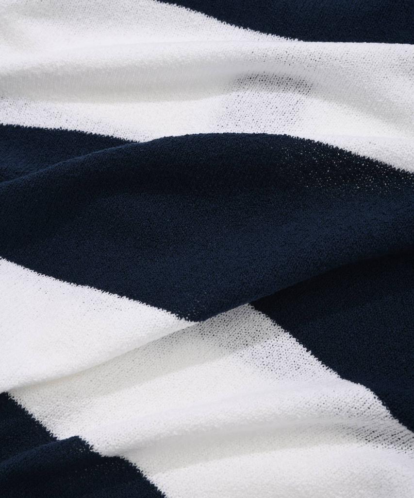 COVERNAT C Logo Rugby Collar Half Knit Navy